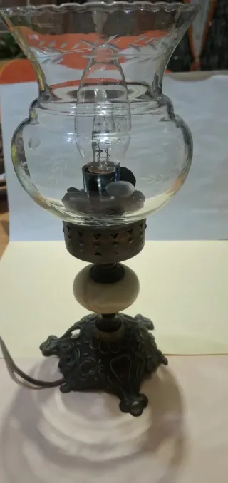 Lampada vintage ottone, onice e vetro