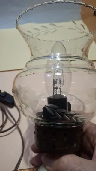 Lampada vintage ottone, onice e vetro