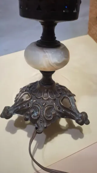 Lampada vintage ottone, onice e vetro