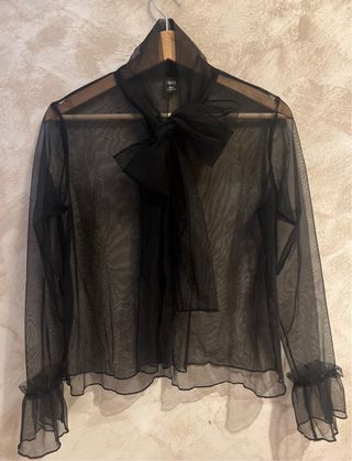 Blusa Malla Transparente Negra