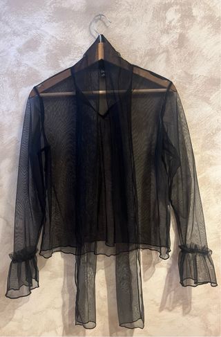 Blusa Malla Transparente Negra