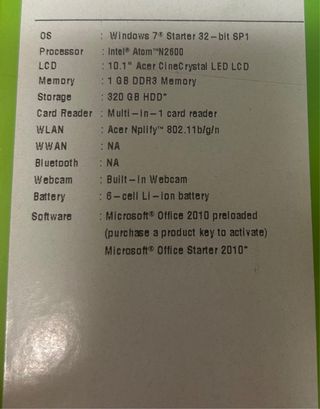 Portátil Acer Aspire One Azul