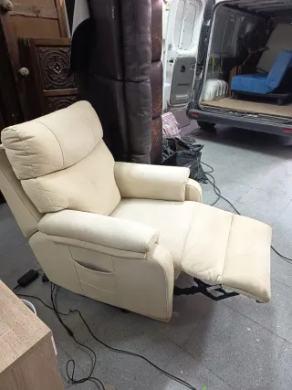 Poltrona relax beige in tessuto