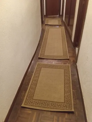 Juego de 3 alfombras beige y marrón