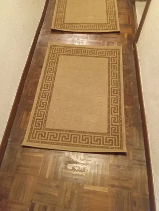 Juego de 3 alfombras beige y marrón