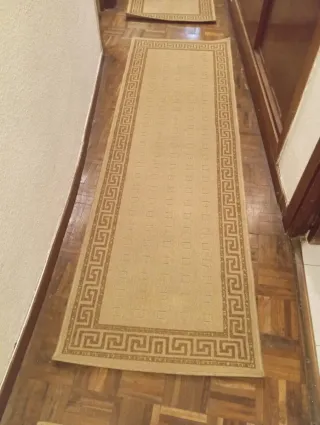 Juego de 3 alfombras beige y marrón