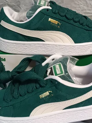 Puma Suede XL Talla 37 Verde/Blanco