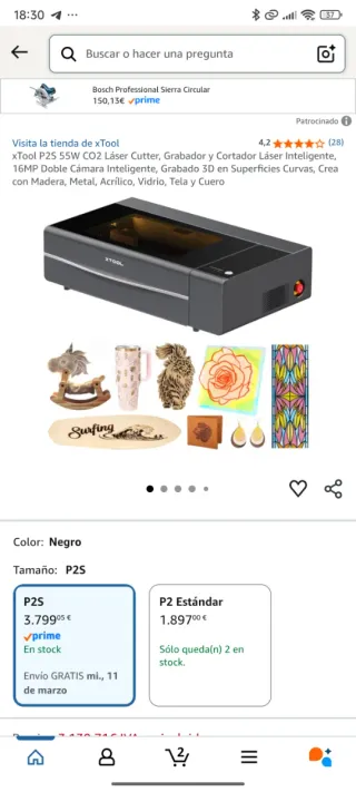 Cortadora Láser Xtool P2S 55W CO2