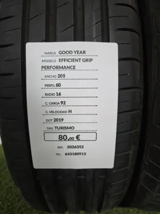 205 60 16 92H GOODYEAR EFFICIENT GRIP PERFORMANCE