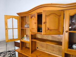 Bufete rústico pino macizo con vitrina