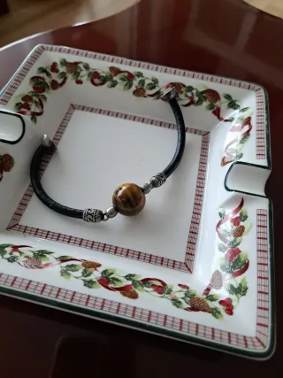 Pulsera Ojo de Tigre Negra Cuero