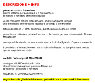 maschere tribali antiche sculture africane d'epoca
