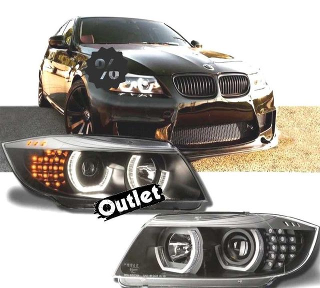 XC FAROS BMW E90 E91 05-08 OJOS ANGEL LED 3D FONDO NEGRO R14