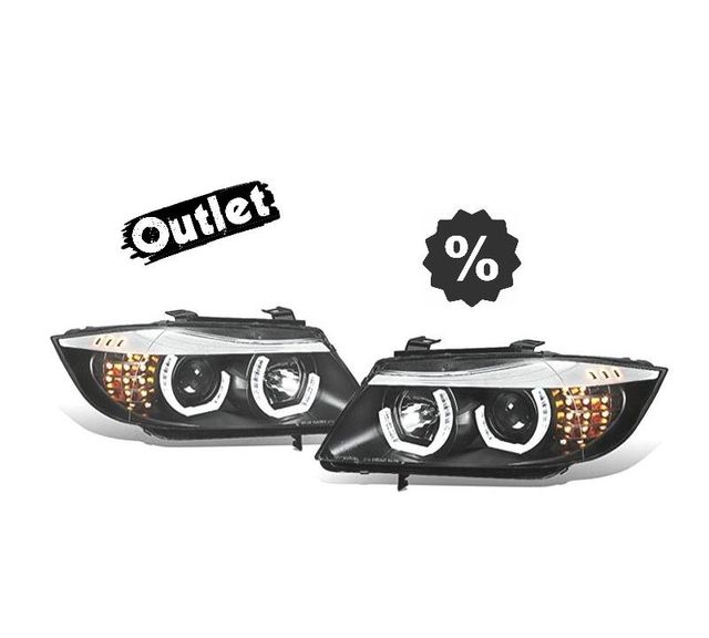 XC FAROS BMW E90 E91 05-08 OJOS ANGEL LED 3D FONDO NEGRO R14