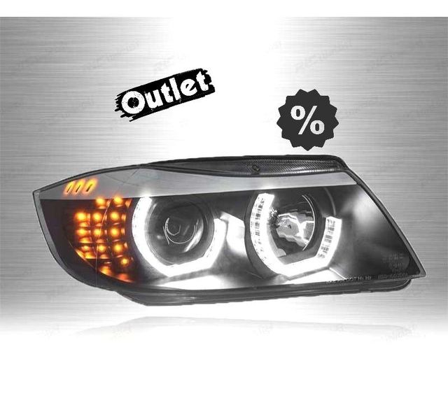XC FAROS BMW E90 E91 05-08 OJOS ANGEL LED 3D FONDO NEGRO R14