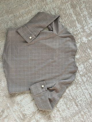 Blusa Zara Cuadros Perlas