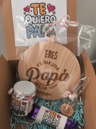 Caja regalo personalizada madera Te quiero papá