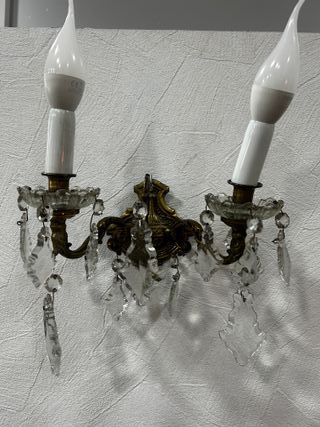 Pareja de apliques de pared vintage de dos brazos