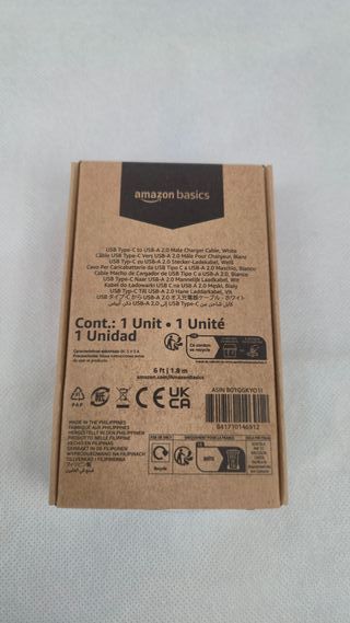 Cable USB-A a USB-C 1.8m Amazon Basics Blanco