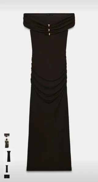 Vestido Zara verde oliva muy oscuro casi marrón