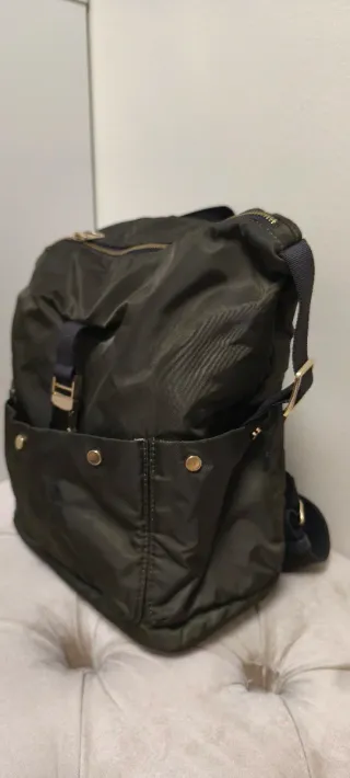 Bolso Mochila Zara Verde caki