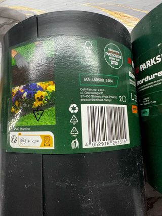 Bordo Giardino Parkside Nero 9m x 15cm