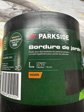 Bordo Giardino Parkside Nero 9m x 15cm