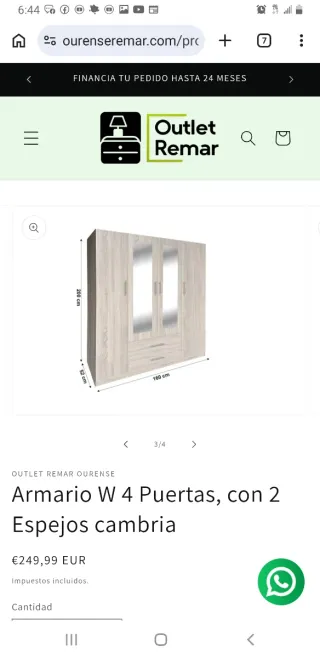 Armario 4 puertas con 2 espejos