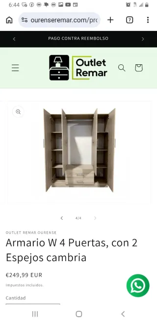 Armario 4 puertas con 2 espejos