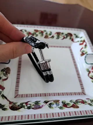 Pulsera Cuero Trenzado Plata