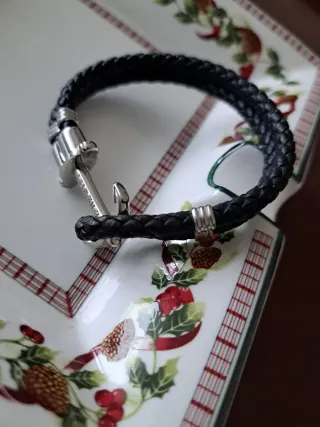 Pulsera Cuero Trenzado Plata