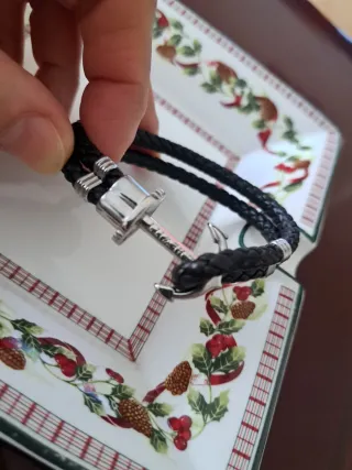 Pulsera Cuero Trenzado Plata