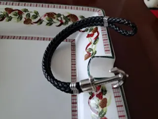 Pulsera Cuero Trenzado Plata