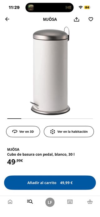 Cubo basura 20L con pedal metal y plástico