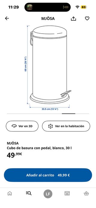 Cubo basura 20L con pedal metal y plástico