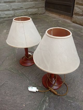 Coppia Abat Jour Tessuto e Legno