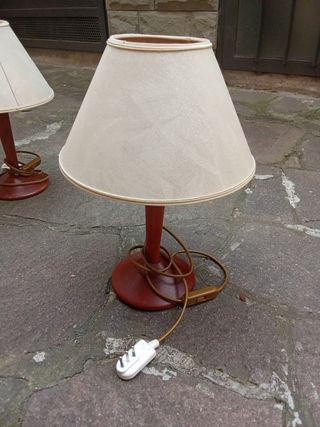 Coppia Abat Jour Tessuto e Legno