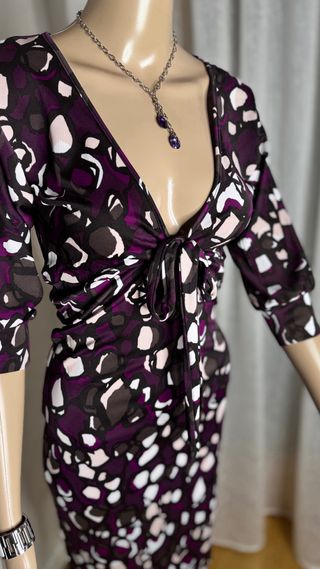 Abito fantasia viola elasticizzato taglia 42-44