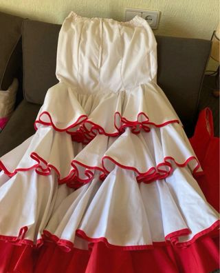 Falda y corpiño flamenca blanco y rojo