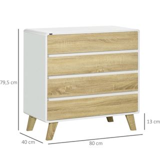 Cómoda blanca con cajones de madera