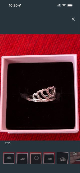 Anillo Pandora Tiara Corazones Disney Talla 50