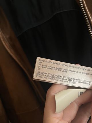 Chaqueta Cuero Marrón Massimo Dutti Talla L