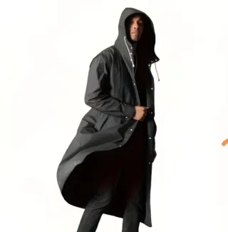 Chubasquero largo impermeable con capucha – NUEVO