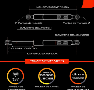 Juego de 2 amortiguadores de gas Frankberg