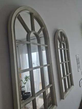 2 Espejos Arco Madera Beige
