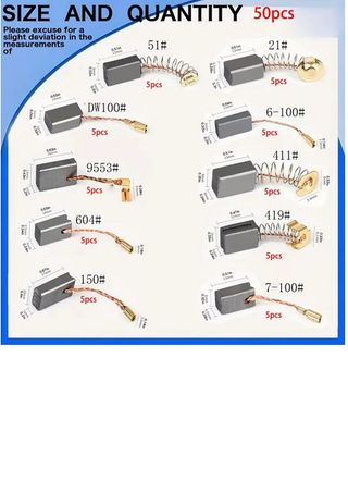 50 pz Spazzole Carbone per Utensili