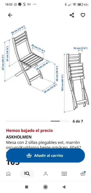 4 Sillas Plegables Madera Askholmen Ikea
