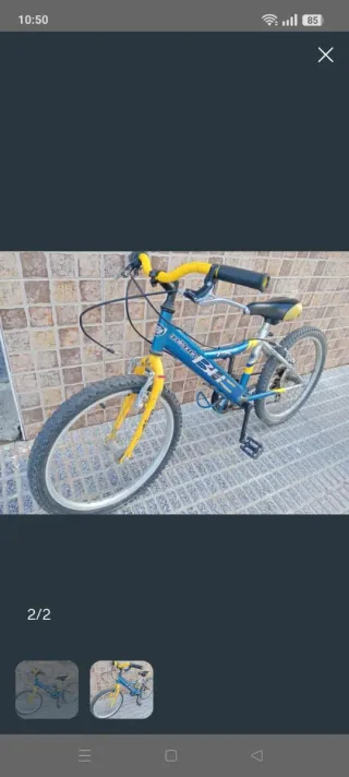 Bicicleta infantil BH azul y amarilla