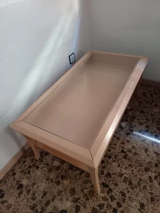 Mesa de centro elevable cristal y madera