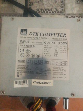 Fuente Alimentación PC DTK 200W